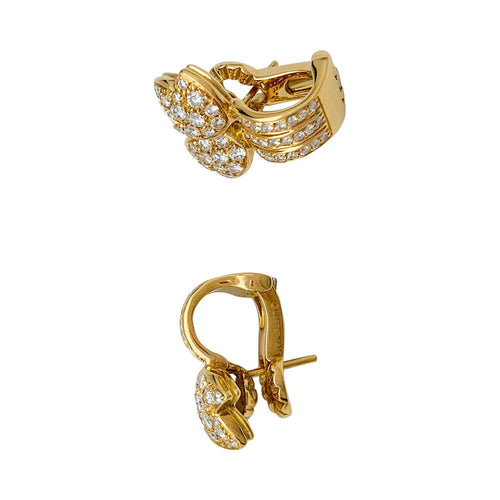 Boucles d'oreilles Boucles d'oreilles Cartier "Feuilles" or jaune et diamants. 58 Facettes 31697