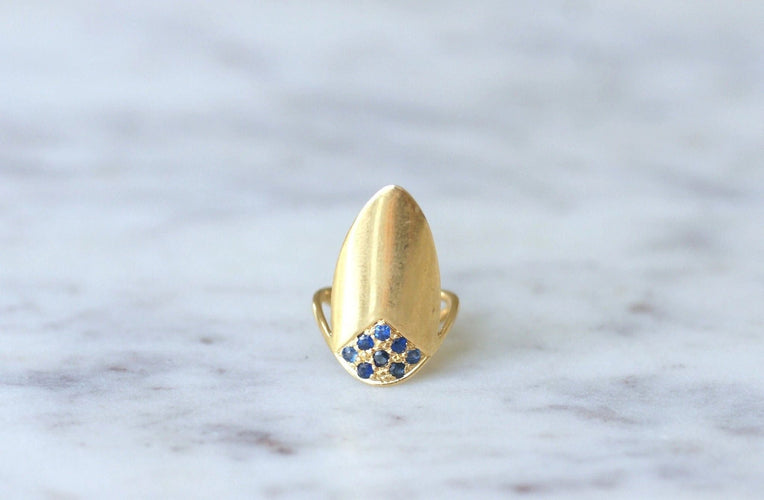Bague Bague d'ongle vintage or et saphirs 58 Facettes