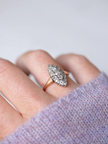 Bague Marquise ancienne diamants or et platine 58 Facettes