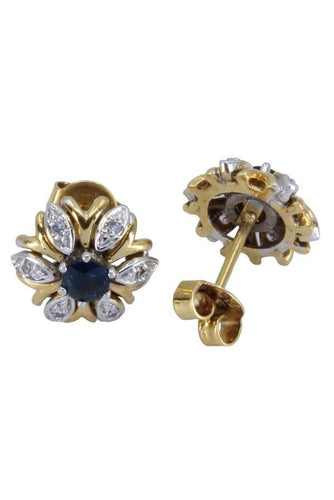 Boucles d'oreilles CLOUS MODERNE SAPHIRS ET DIAMANTS 58 Facettes 059881