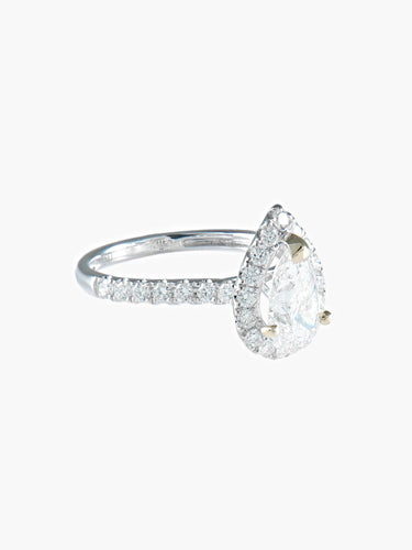 Bague 53.5 Bague diamant poire or blanc 58 Facettes LP72-11-420