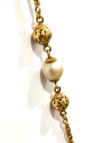 Collier Collier Sautoir ancien, or jaune et perles de culture 58 Facettes