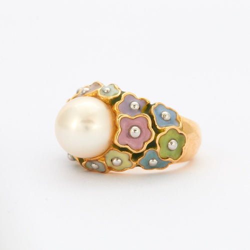 Bague 51 Bague Or Perle Fleurs 58 Facettes 002.199
