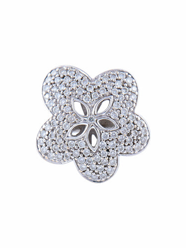 Bague Bague Fleur Or Blanc Pavage Diamants 58 Facettes