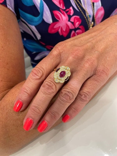 Bague BAGUE MODERNE RUBIS ET DIAMANTS 58 Facettes 003291