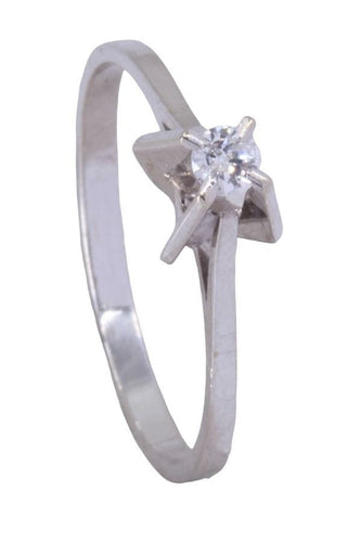 Bague 54 SOLITAIRE OR BLANC DIAMANT 58 Facettes 078461