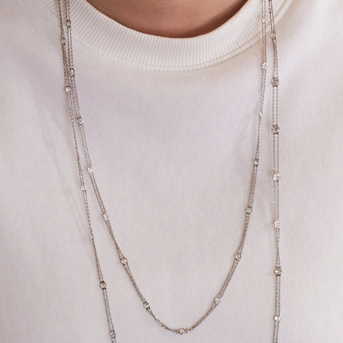 Pendentif Sautoir Platine Diamants 58 Facettes