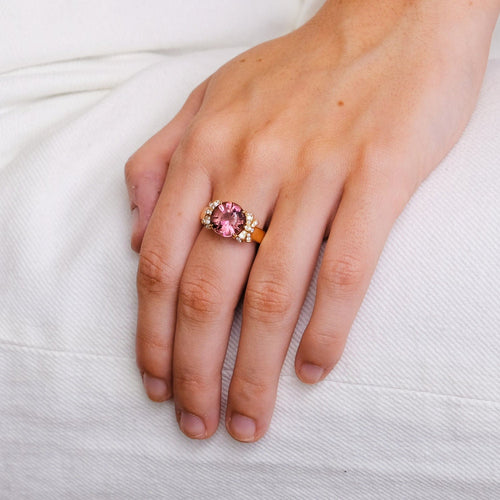 Bague 53 Bague Ruban Tourmaline rose Diamants 58 Facettes 2.75