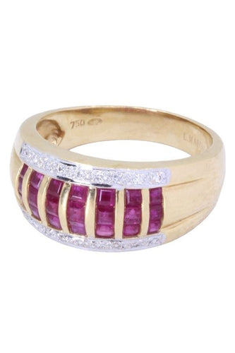 Bague Bague rubis calibrés et diamants 58 Facettes 074811