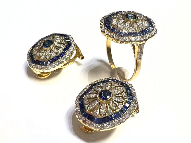 Boucles d'oreilles BOUCLES D'OREILLES OR JAUNE, DIAMANTS, SPAHIRS 58 Facettes