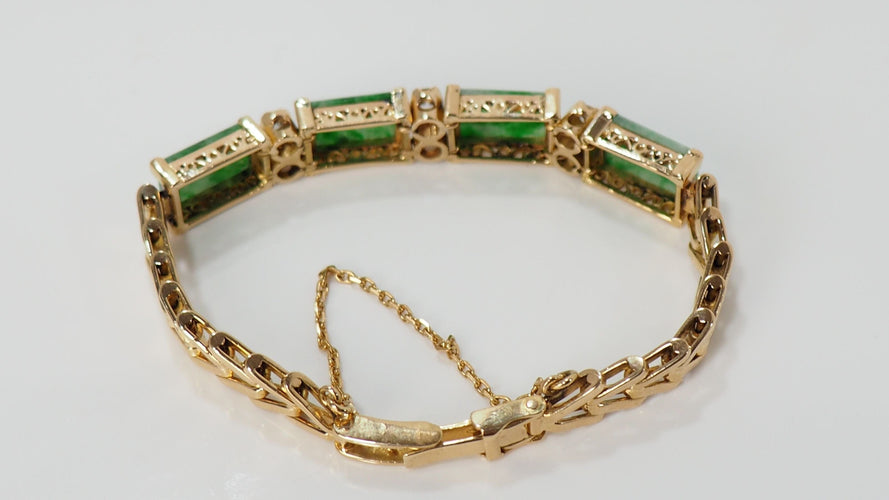 Bracelet Bracelet Vintage Or Jaune Diamants Jade 58 Facettes 31739