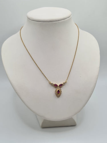 Collier Collier or jaune diamants rubis 58 Facettes