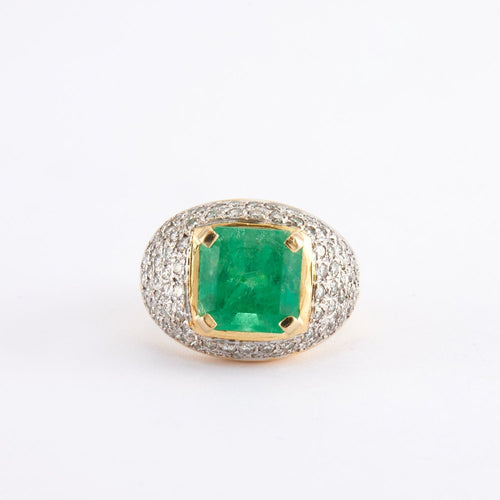 Bague Bague en or jaune et blanc, diamants, émeraude 58 Facettes