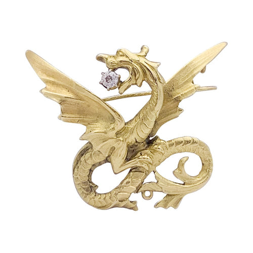 Broche Broche ancienne "Chimère", or jaune et diamant. 58 Facettes 33264