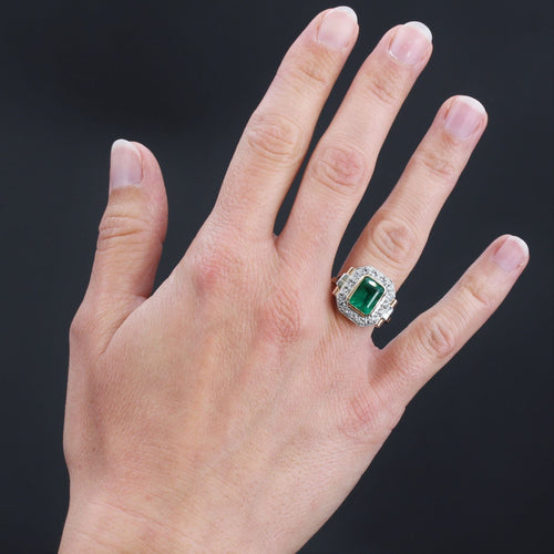 Bague 57 Bague art déco émeraude diamants 58 Facettes 22-403