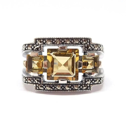 Bague Bague vintage citrines argent 58 Facettes