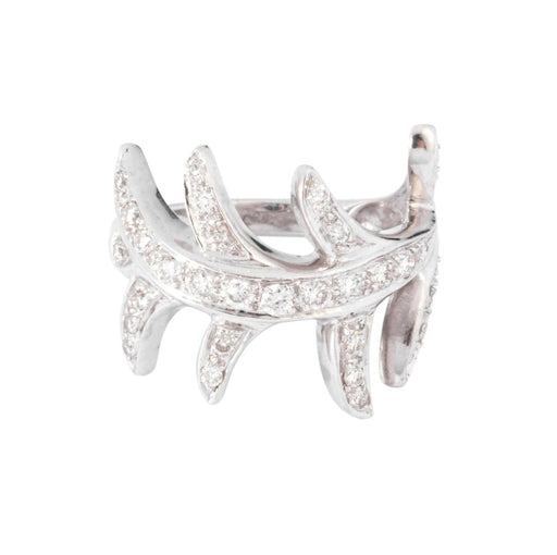 Bague Bague or gris feuillages en diamant 58 Facettes 0