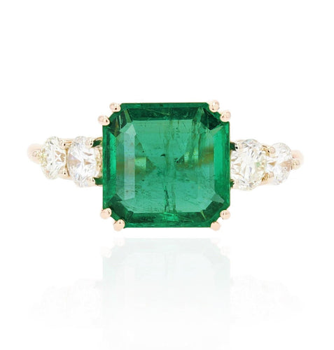 Bague 54 Bague émeraude et diamants or rose 58 Facettes 22-326