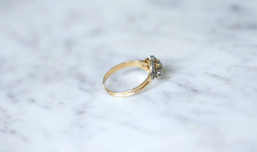 Bague Bague Toi et Moi perle et diamants 58 Facettes