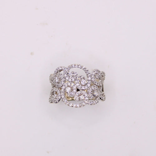 Bague 60 Bague or blanc arabesques diamants 58 Facettes