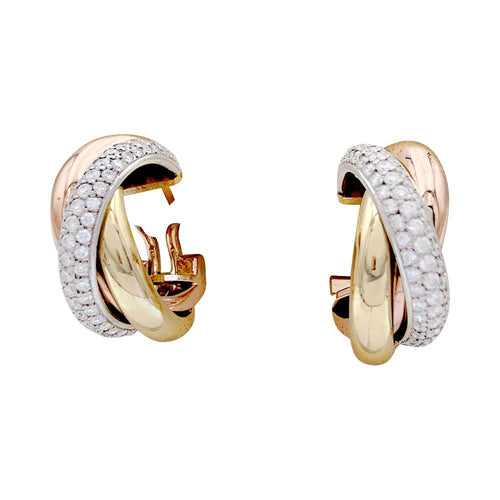 Boucles d'oreilles Boucles d'oreilles Cartier, "Trinity", 3 ors, diamants. 58 Facettes 33164