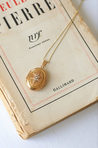 Pendentif Médaillon étoile porte-photo or et perles 58 Facettes