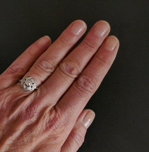 Bague 56 Bague Art Déco Diamants 58 Facettes
