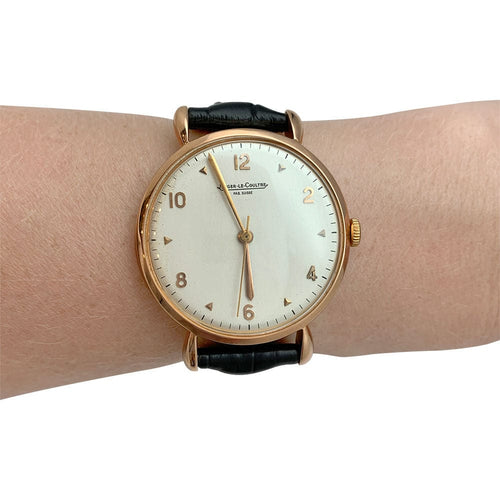 Montre Montre Jaeger Lecoultre en or rose, bracelet cuir. 58 Facettes 31470