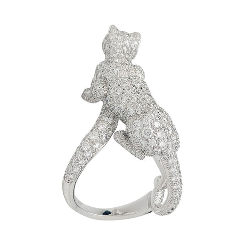 Bague 51 Bague Haute Joaillerie Cartier, "Panthère de Cartier", or blanc, diamants. 58 Facettes 31543