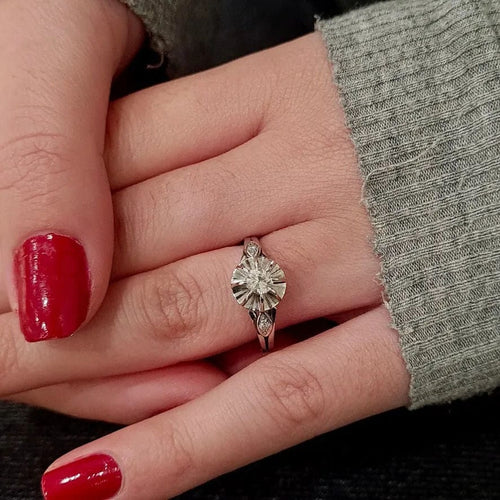 Bague Bague vintage diamants or blanc 58 Facettes