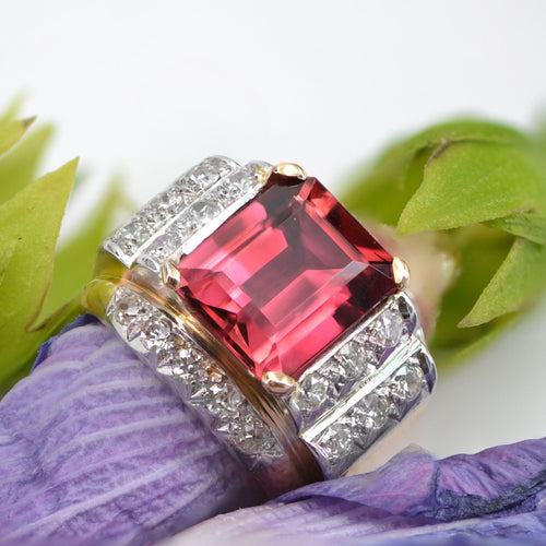 Bague Bague tank tourmaline et diamants 58 Facettes