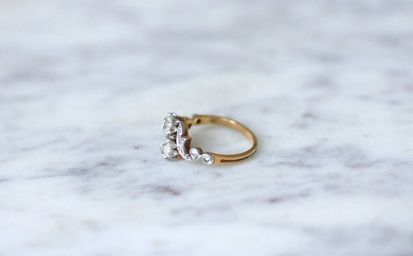 Bague Bague Toi et Moi or rose, platine, et diamants 58 Facettes