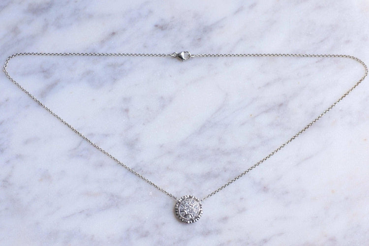 Collier Collier pendentif vintage en or blanc et diamants 58 Facettes