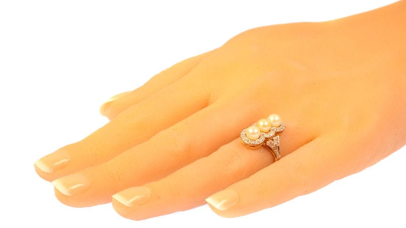 Bague 55 Bague diamant et perle 58 Facettes 18248-0020