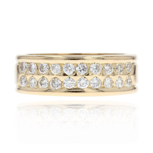 Bague 55 Alliance large en or et diamants 58 Facettes 22-297