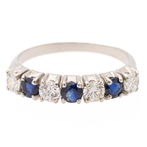 Bague 53 Bague demi alliance Or blanc Saphir 58 Facettes 2432014CN