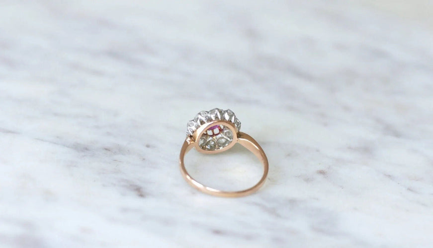 Bague Bague marguerite saphir rose, diamants 58 Facettes