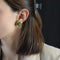 Boucles d'oreilles Boucles d'oreilles émail vert diamants et or jaune 58 Facettes 22-554