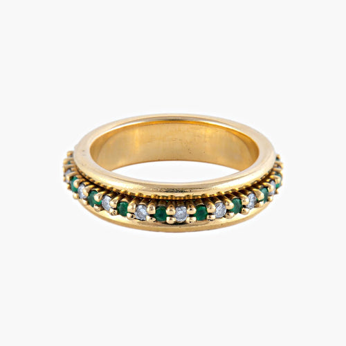 Bague 54.5 / Or Jaune BAGUE ALLIANCE «PHŒBÉ» OR, ÉMERAUDES & DIAMANTS 58 Facettes BO/220067