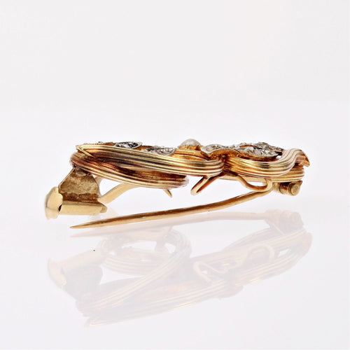 Broche Broche-pendentif Art Nouveau diamants et demi-perle fine 58 Facettes CVBR42