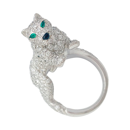 Bague 51 Bague Haute Joaillerie Cartier, "Panthère de Cartier", or blanc, diamants. 58 Facettes 31543