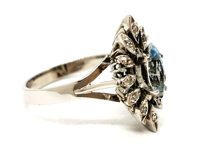 Bague 51 Bague Or blanc Aigue marine 58 Facettes 1752576CN