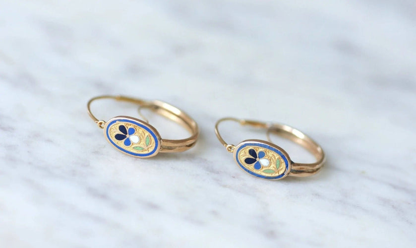 Boucles d'oreilles Boucles d'oreilles poissardes fleur émail 58 Facettes