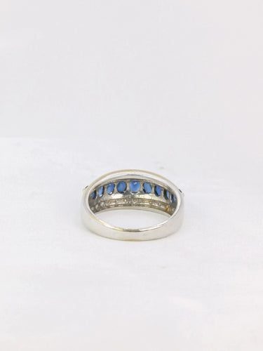 Bague 54.5 Bague jonc Or blanc Diamants Saphirs 58 Facettes J165