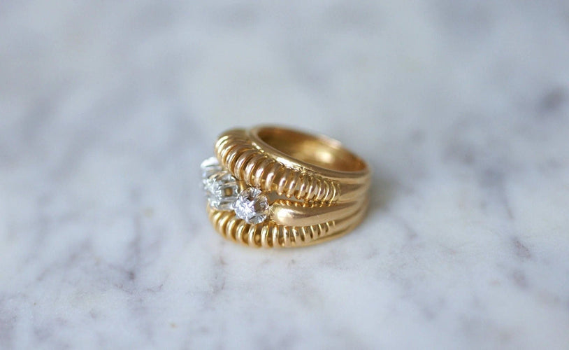 Bague Bague fil vintage or rose diamants 58 Facettes