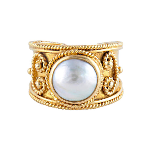 Bague 53.5 / Nacre / Or Jaune BAGUE « SULTAN » OR & NACRE 58 Facettes BO/220077