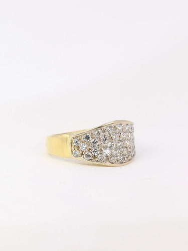 Bague Bague bandeau vintage or jaune diamants 58 Facettes J28