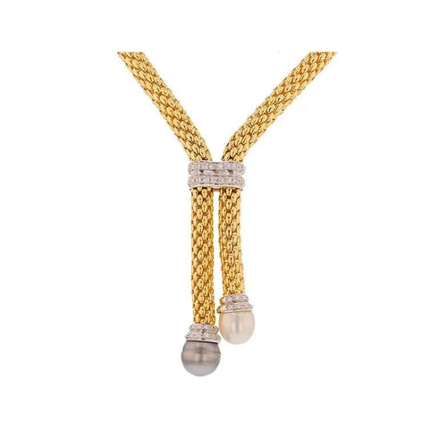 Collier Collier diamants 1.44 carat et perles 2 ors 58 Facettes 234118