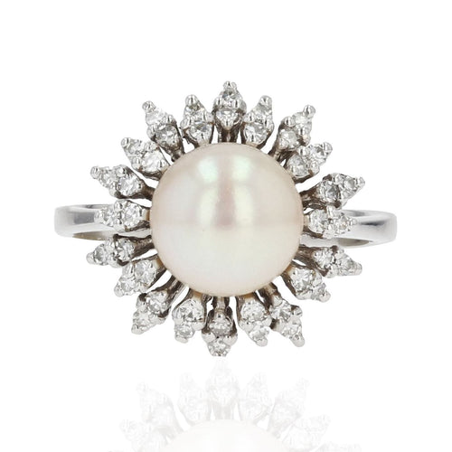 Bague 52 Bague flocon perle et diamants 58 Facettes 22-382