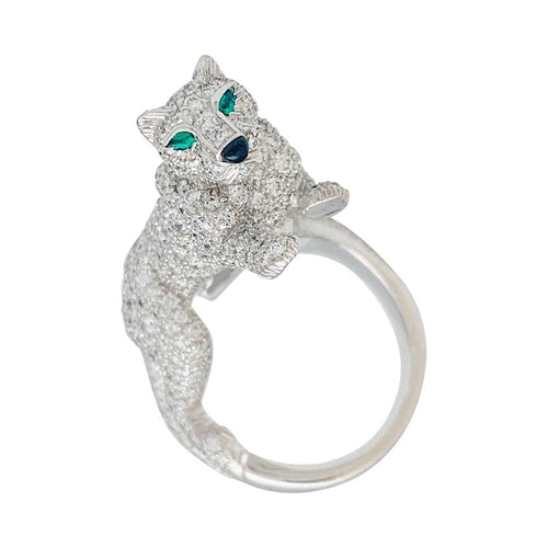 Bague 51 Bague Haute Joaillerie Cartier, "Panthère de Cartier", or blanc, diamants. 58 Facettes 31543